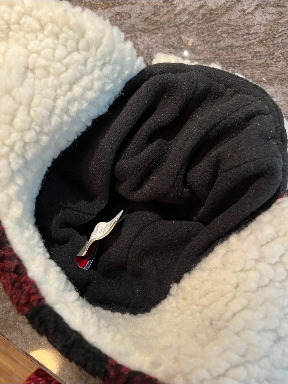 Buffalo Plaid Sherpa Trapper Hat with Cream Lining